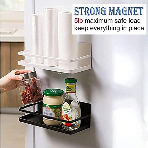 Magnetic Spice Rack Refrigerator Side Magnetic Spice Rack Kitchen Magnetic Shelf Magnetic Fridge Shelf Perfect Space Saver for Kitchen/Apartment 2 Pack (White) - Image 5