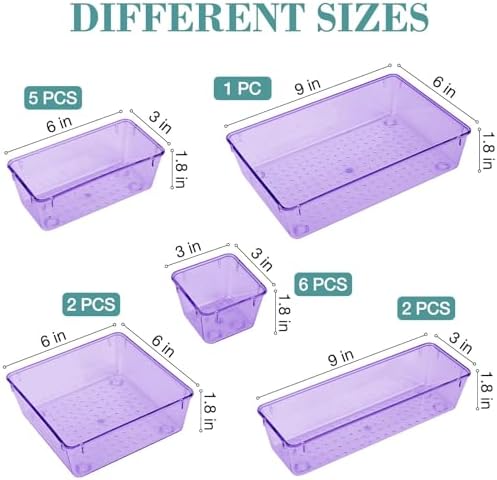 16 PCS Drawer Organizer Set, 5 Size Bathroom and kitchen organizer Trays - Image 2