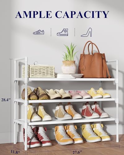 Kitsure Shoe Rack for Closet, Shoe Organizer, 27.6" Wide - 3 Tier, White - Image 2