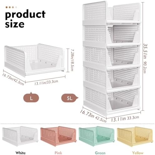 5 Pack Closet Organizer Basket, Closet Organizers and Storage, Green - Image 2