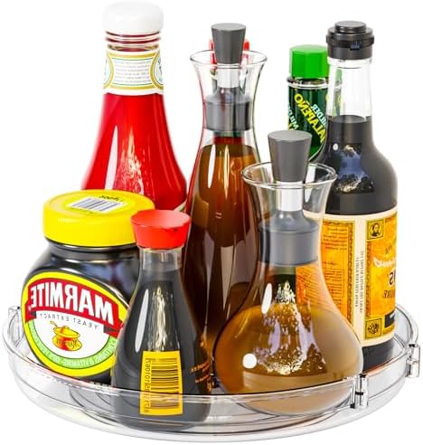 9.5" W Acrylic Clear Lazy Susan Turntable for Cabinet,Kitchen Countertop,Refrigerator and Pantry Organization Storage,1 Tier Small Spinning Organizer for Vitamin,Medicine,Spice Rack & Organization by SuoxingStorage