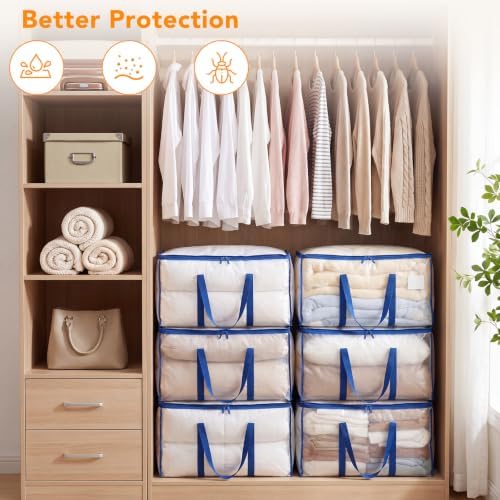 Dntorx 8 Pack 93L Clear Moving Bags Heavy Duty Extra Large 200LBS, Blue - Image 4