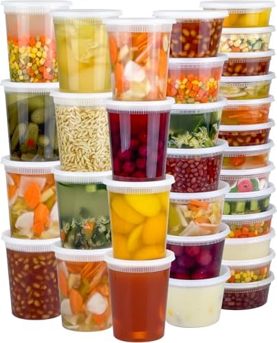 60 Sets (120-Piece) Deli Containers with Lids, 32/16/8 oz X 20 Set Each by Dipoo