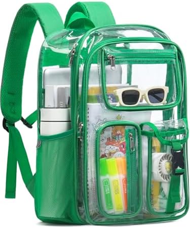 Clear Backpack for School, 17" Heavy Duty Double-Layer Clear Bookbag by QOECI