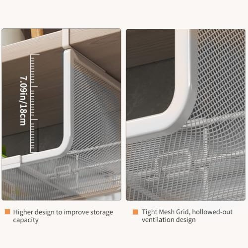 Expandable Under Shelf Basket Organizer, Under Shelf Storage, Hanging Baskets Under Cabinet for Pantry Kitchen Cupboard Desk Counter Bookshelf Space Saver Heavy Duty Slide-in (white, 1 Pack) - Image 3
