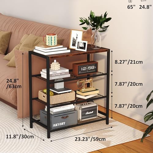 Yusong Shoe Rack Organizer, 4 Tier Industrial Shoe Storage Shelf, Narrow Sturdy Metal Shoe Shelves for Closet Entryway, Rustic Brown - Image 3