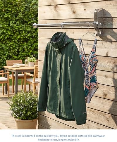 BaiNong Pull Out Wall Mounted Clothes Drying Rack Silver 13" Foldable 2Pack - Image 6