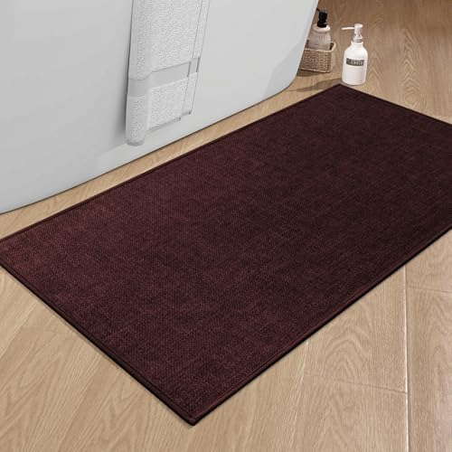 chakme Bathroom Rugs Mat 47x24, Ultra Thin Non Slip Bath Mat Large Quick Dry Absorbent Bath Mat for Bathroom Floor, (Dark Purple, 47"x24") by CHAKME