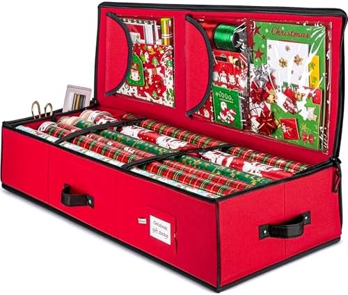 ZOBER Wrapping Paper Storage, Gift Wrapping Organizer Storage, Red/Black by ZOBER