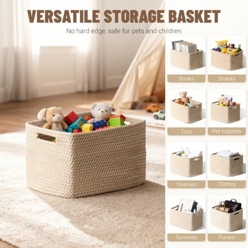 5 Pack Woven Storage Baskets, Decorative Storage Bins for Organizing - Image 5