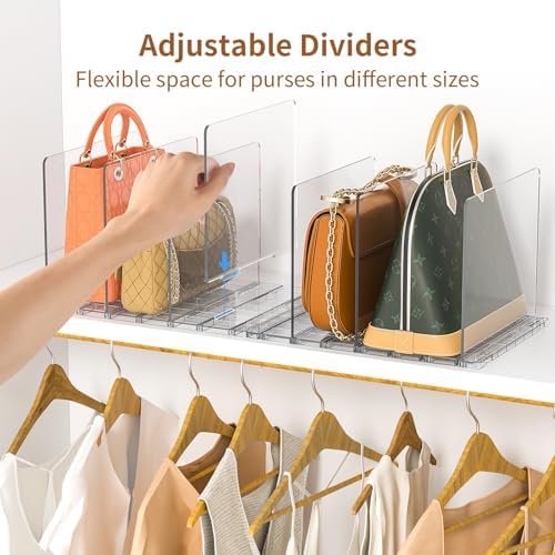 GoMaihe Purse Organizer for Closet: 4 Sets Adjustable Clear Bag Storage - Image 2