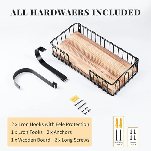 TJ.MOREE Ironing Board Hanger Metal Wall Mount Iron and Ironing Board Holder, Laundry Room Decor and Storage with Large Storage Black - Image 3