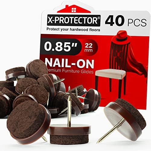 Nail-on Felt Pads X-PROTECTOR 40 PCS - 0.85" Felt Furniture Pads by X-Protector