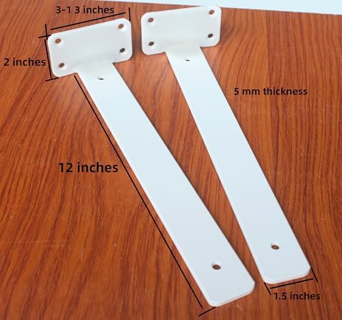 8 Pack - 12 inch White Hidden L Shelf Bracket (1/5 Inch Thicked) Iron Floating Shelf Brackets Rustic Industrial Metal Brackets for Shelf Support - Image 2