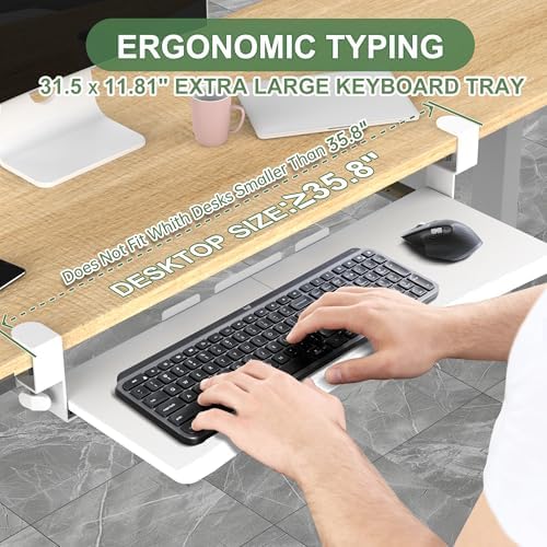 UPGRAVITY Extra Large Keyboard Tray Under Desk White - Image 2