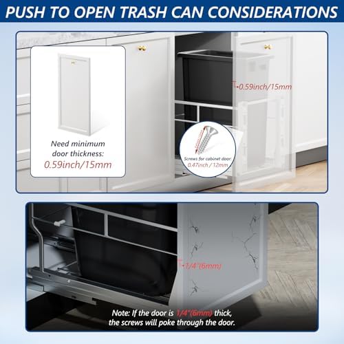 Insputer Pull Out Trash Can Cabinet with Soft-Close Slides - Image 5