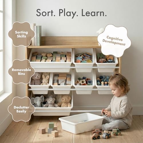 Humble Crew Kids Toy Organizer with Display Shelf, 9 Bins, 3 Tier Storage - Image 6