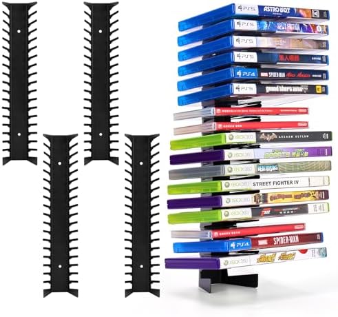 4 Pack Video Game Case Storage Wall Mount - Holds Up to 72 Disc Boxes,Metal Wall Mounted Game Case Holder for PS,DVD,Xbox Game Organizer by Unknown