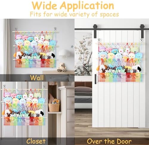 2 Tier Stuff Animal Storage Shelf Net 35x30'' Large Stuffy Storage Rainbow - Image 5