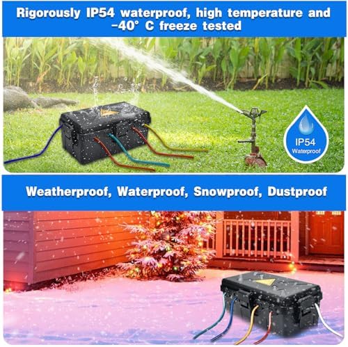 Hrensaw Medium Outdoor Electrical Box(10.6x5.5x4.5inch),Weatherproof Connection Box w/6 Cable Entry,IP54 Waterproof Extension Cord Cover Protect Power Strip,Timer,Plug,Holiday Lights,Black - Image 4
