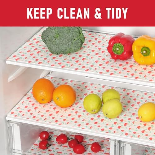 Cooyes 12 Pack Cloth Shelf Liners for Kitchen Cabinets, 12" × 24", Non-Slip Refrigerator Liners Machine Washable, Crisper Drawer Mats for Glass Shelves and Freezers, (Red Mushroom) - Image 2