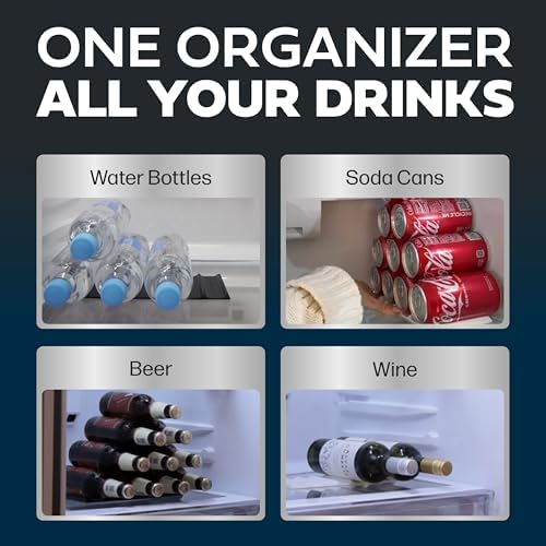 Cooks Innovations Drink Organizer for Fridge, 2 Pack Soda Can Refrigerator Organizers and Storage, Beer-Wine-Water Bottle Holder, Fridge Monkey - Durable Non-Slip&Roll - Image 5