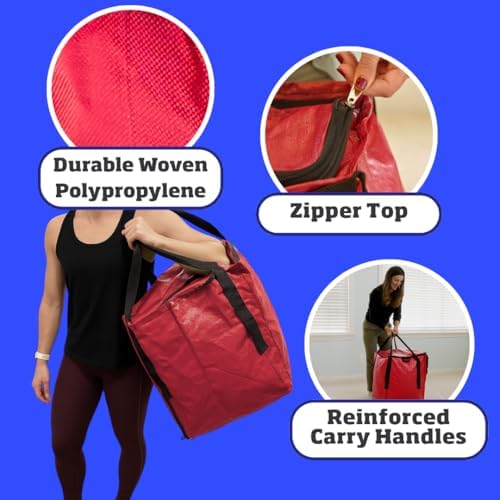DURASACK 22-Gallon Zipper Top Heavy Duty Storage Tote Bags, 4-Pack, Red - Image 5