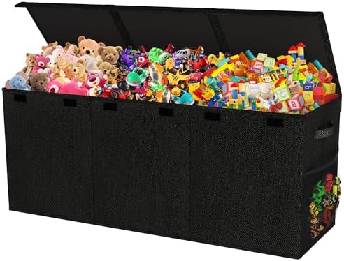Extra Large Toy Box, Collapsible Toy Storage Organizer, 40"x16"x16", Black by Mabahoo
