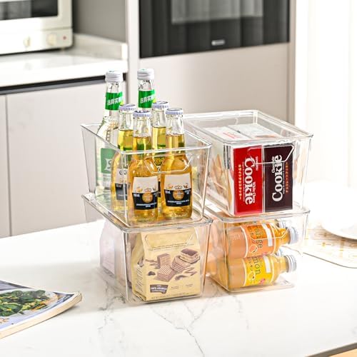Freebat 12 Pack Clear Storage Bins with Lids, Middle Pantry 0rganizer Bins - Image 7