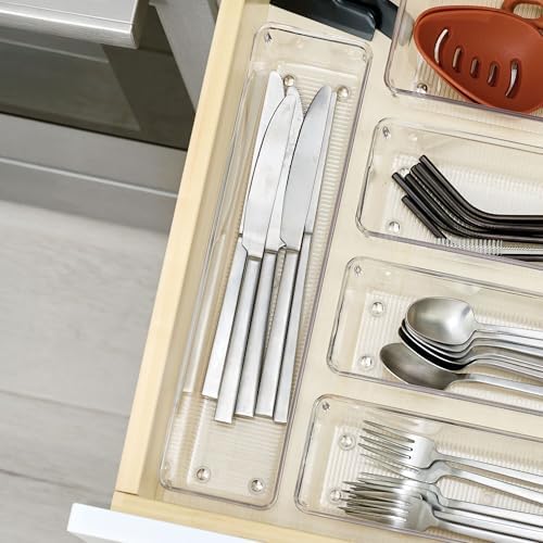 iDesign Plastic Drawer Organizer Bins, Set of 3, Clear - Image 6