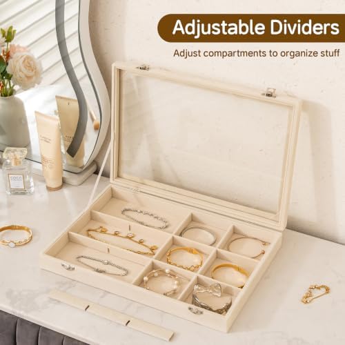Frebeauty 12 Grid Bracelet Holder Box,Velvet Jewelry Tray with Clear Lid - Image 5