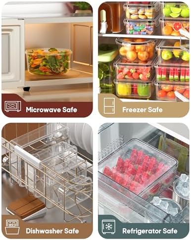 60 PCS Food Storage Containers with Lids Airtight, (30 Lids & 30 Containers) Leak proof Containers Set for Kitchen, Meal Prep, BPA-Free, PVC-Free Plastic, Microwave/Dishwasher Safe, Extra Labels & Pen - Image 6