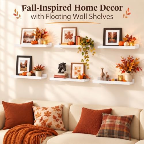 upsimples Floating Shelves for Wall Decor and Storage, White, 6Pcs 15.7'' - Image 4