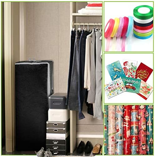 Wrapping Paper Storage Container | Gift Wrap Organizer Under Bed | 41”x14”x6” | Box Holder for 18-24 Rolls Up to 40” | 600D Oxford Material | Pockets for Ribbon, Bows, and Accessories (Black) - Image 6