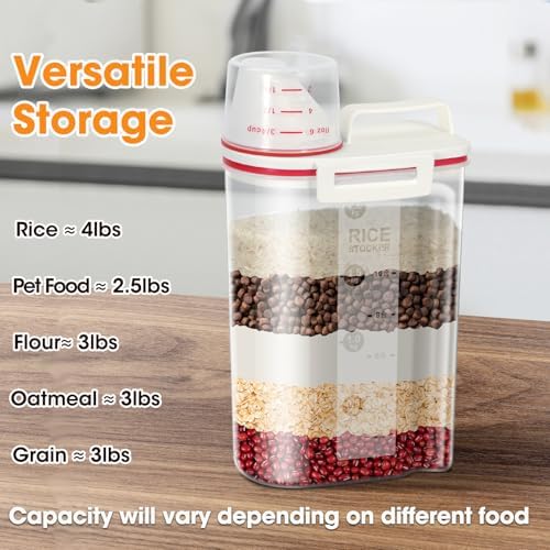TBMax Rice Storage Container, Airtight Cereal Container Dispenser with Pourable Spout + Measuring Cup, BPA Free Plastic Storage Bin for Pantry Organization and Storage - Image 3