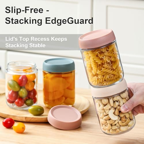 NETANY 6-pack 16 oz Overnight Oats Containers with Lids, Glass jars with Airtight Lids, Wide mouth Mason Salad jars, Glass Food Storage Containers for Snacks Yogurt Spice Sugar - Image 4