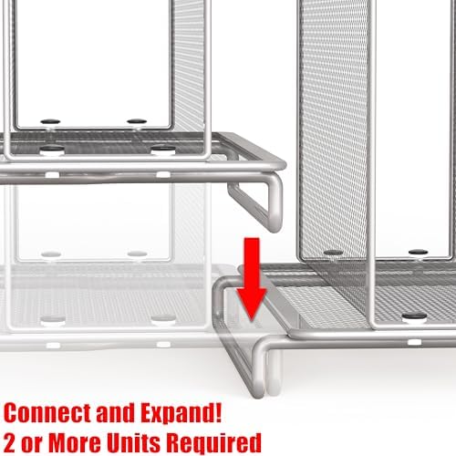 Simple Houseware Expandable 5 Section Upright File Sorter Organizer, Silver - Image 3