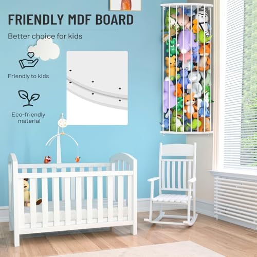 Corner Stuffed Animal Storage Shelf Sleek White - Adjustable Height (44"-71") | Durable Hanging Stuffed Animal Toy Plush Organizer for Modern Nursery, Kids' Bedroom & Playroom - Image 6