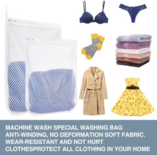 3 pcs Durable Honeycomb Mesh Laundry Bags for Delicates 16" x 19" (3 Large) - Image 6