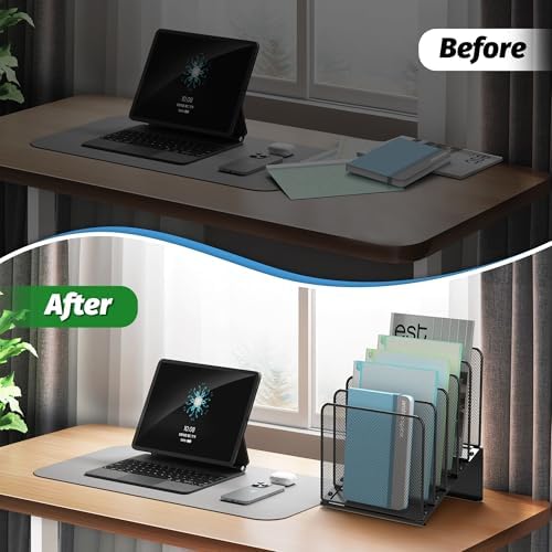 2 Pack Inclined 5-Section Desk File Organizer, Vertical File Folder Holder File Sorter Desktop Organization for Office Classroom - Image 4