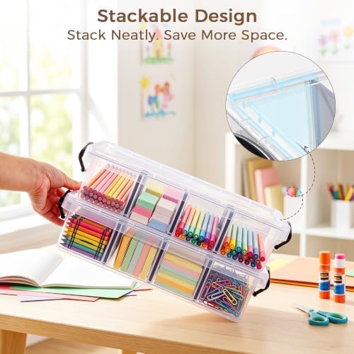 Citylife 2PC Clear Craft Organizers and Storage with 3 Removable Dividers - Image 4