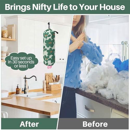 TOGETRUE Plastic Bag Holder, Lightweight Grocery Bag Holder for Plastic Bags, Wall Mount Shopping Bags Dispenser Organizer for Kitchen Pantry Outdoor (Dark Green) - Image 5