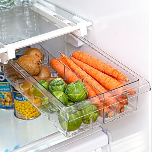BINO | Pull-out Fridge Organizer | THE HANGER COLLECTION | Fridge Drawer Organizer with 2 Dividers | Clear Pantry Drawer Organizers | Shelf Holder Storage Drawers for Fruits, Veggies & Drinks - Image 7