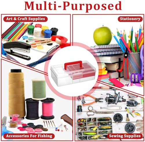 JUXYES Plastic Fishing Tackle Box Organizer with Removable Dividers, Clear Fishing Tackle Storage Boxes with Handle, 2 Layer Fishing Tackle Tray Box Lure Box, Red (Pack of 2) - Image 7