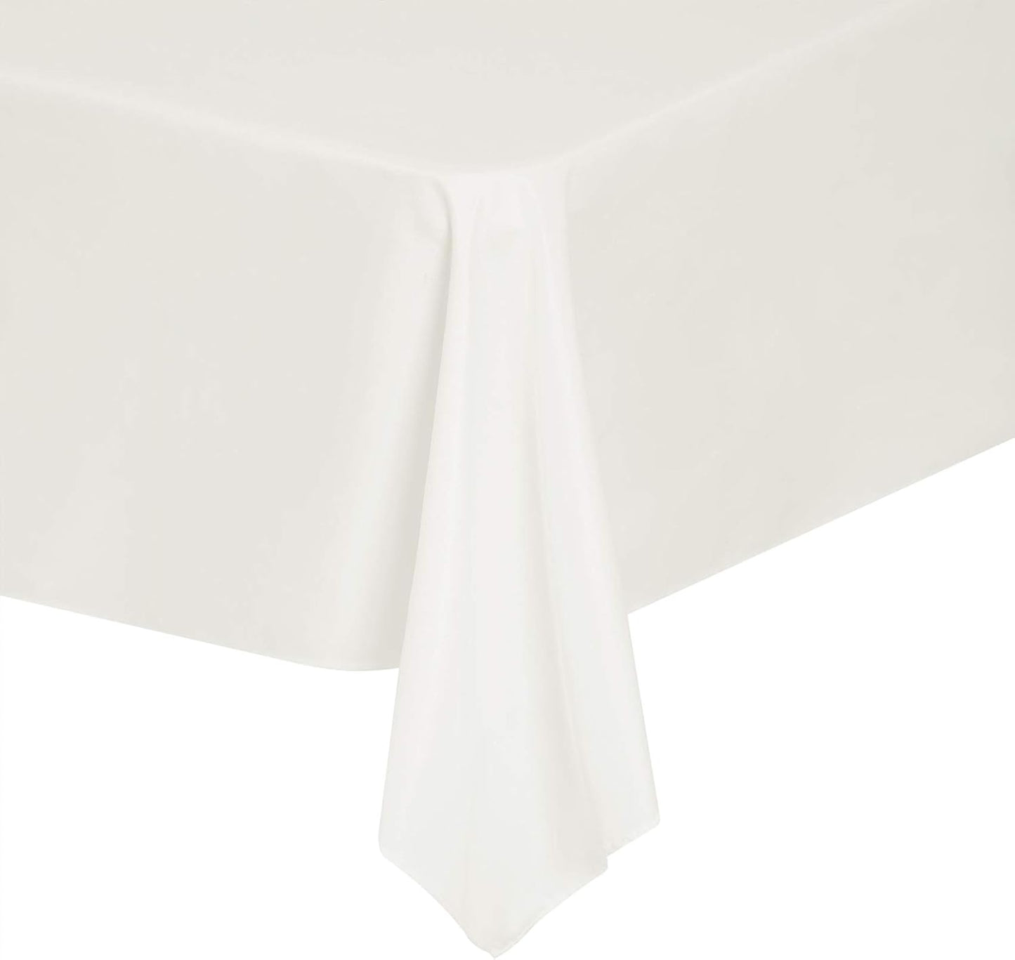 Rectangle Tablecloth 90x132 inch Washable Polyester Fabric Table Cloth for Wedding Party Dining Banquet Decoration（90x132, Ivory）