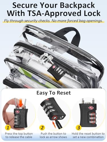 Heavy Duty Clear Backpack With TSA Lock, 18 Inch Large Clear Bookbag - Image 5