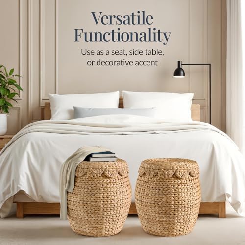 Best Choice Products Scalloped Multipurpose Hyacinth Storage Basket, Plant Décor, Handwoven Organizer Tote for Bedroom, Living Room, Nursey, w/Lid - Natural - Image 5