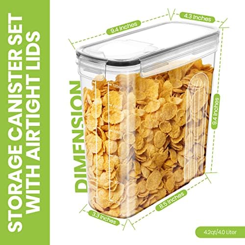Utopia Kitchen Cereal Containers Storage Set with Lids, 6 Pack, 4L, Clear - Image 2