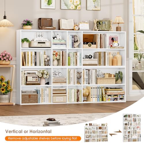 FOTOSOK Bookshelf Bookcase 7-Tier White Bookshelf Tall CD Media Tower Rack - Image 5