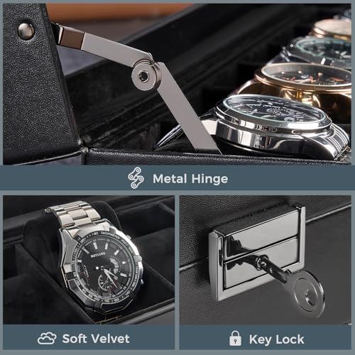 ProCase 6 Slots Watch Case Box for Men -AllBlack - Image 3